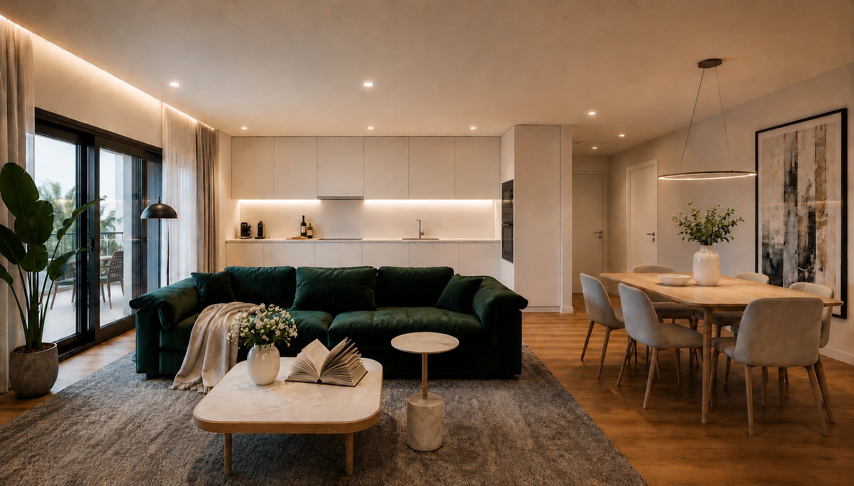 Essenza II - Sala e cozinha em open space